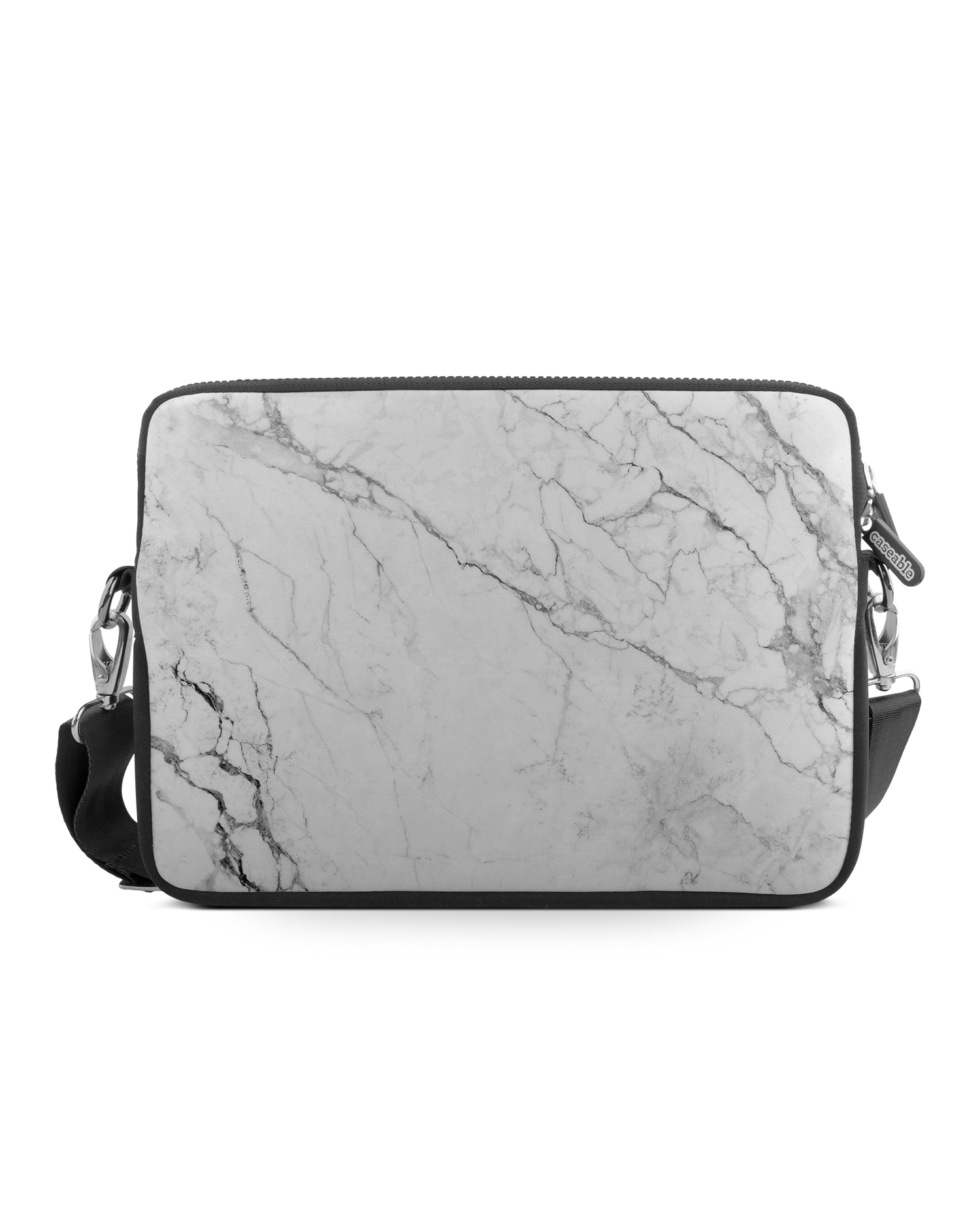 White Marble Premium Laptop Bag 13 inch: Front View