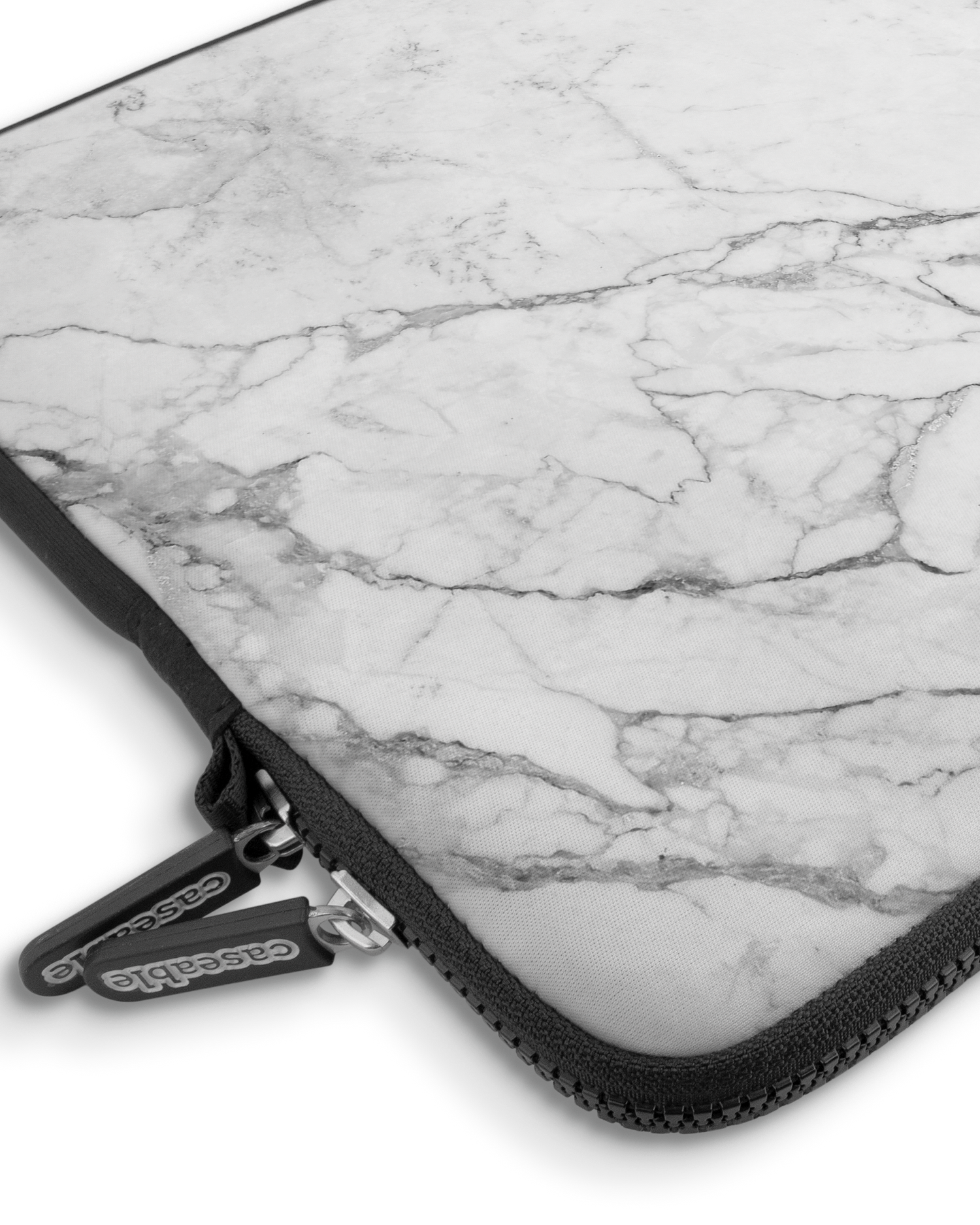 White Marble Premium Laptop Bag 15 inch with device inside