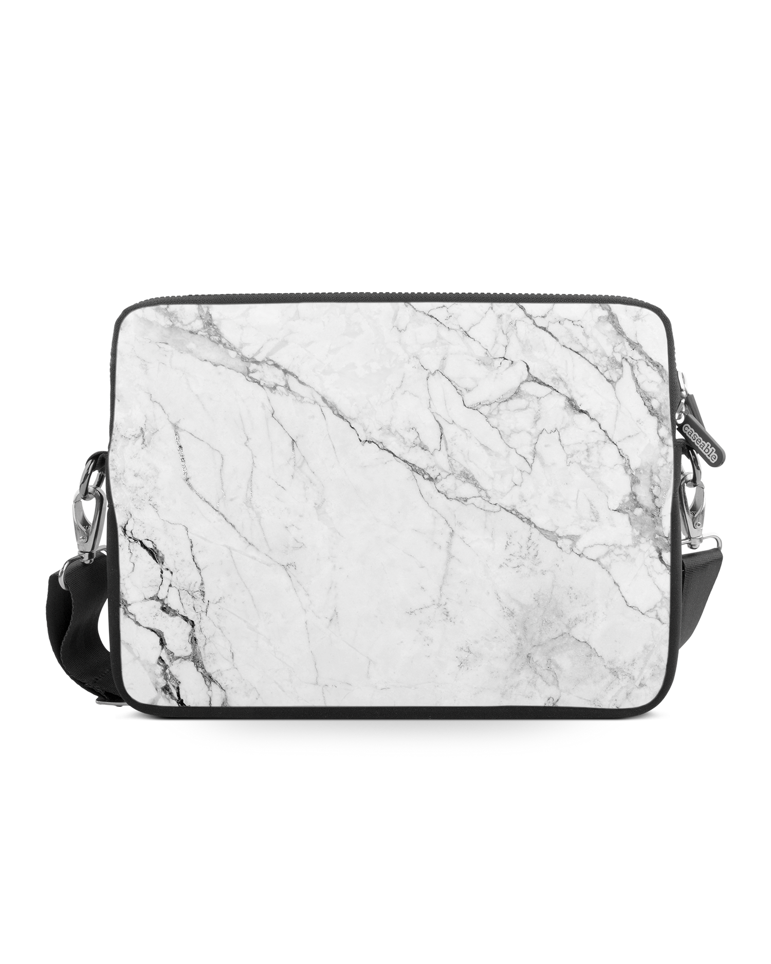 White Marble Premium Laptop Bag 15 inch: Front View