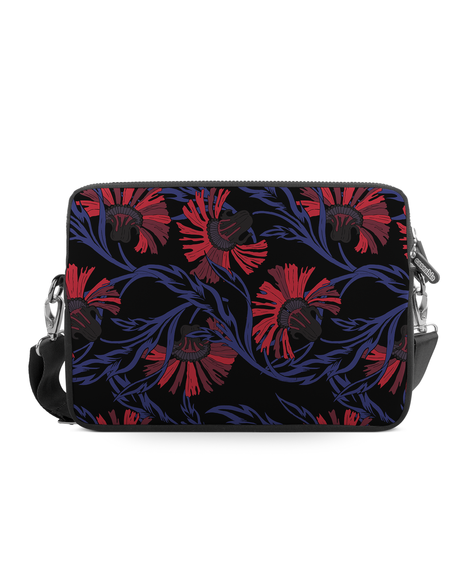 Midnight Floral Premium Laptop Bag 13-14 inch: Front View