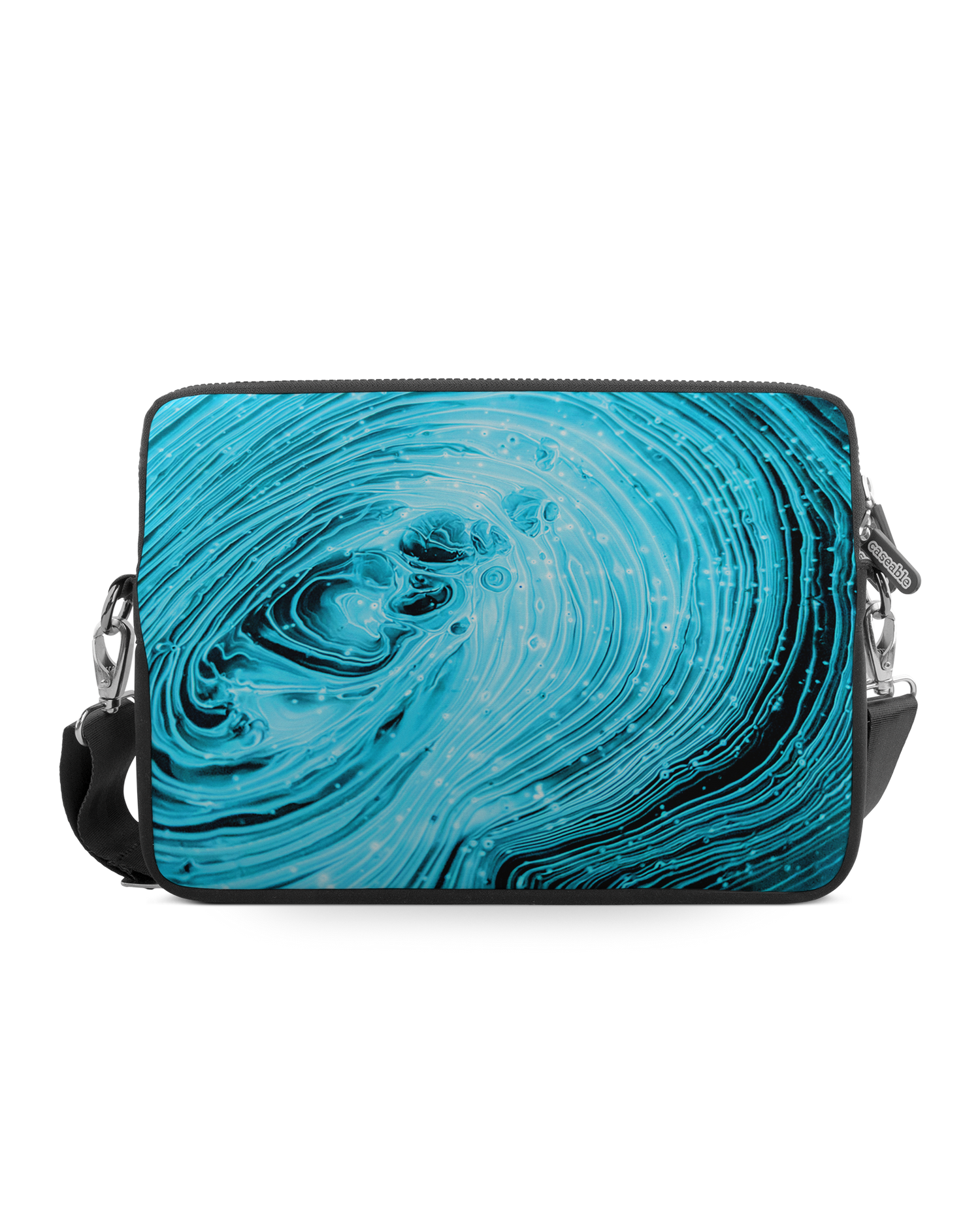 Turquoise Ripples Premium Laptop Bag 13-14 inch: Front View
