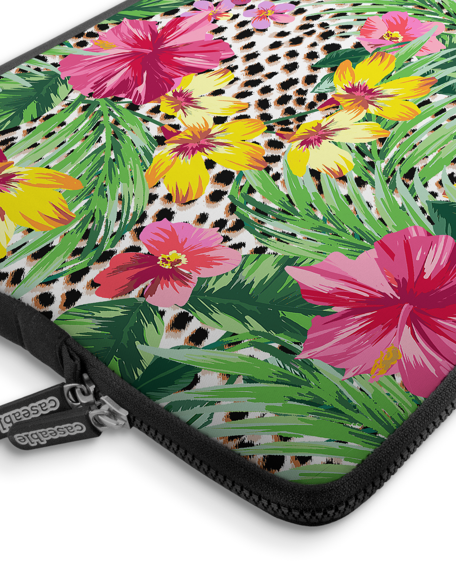 Tropical Cheetah Premium Laptop Bag 17 inch with device inside