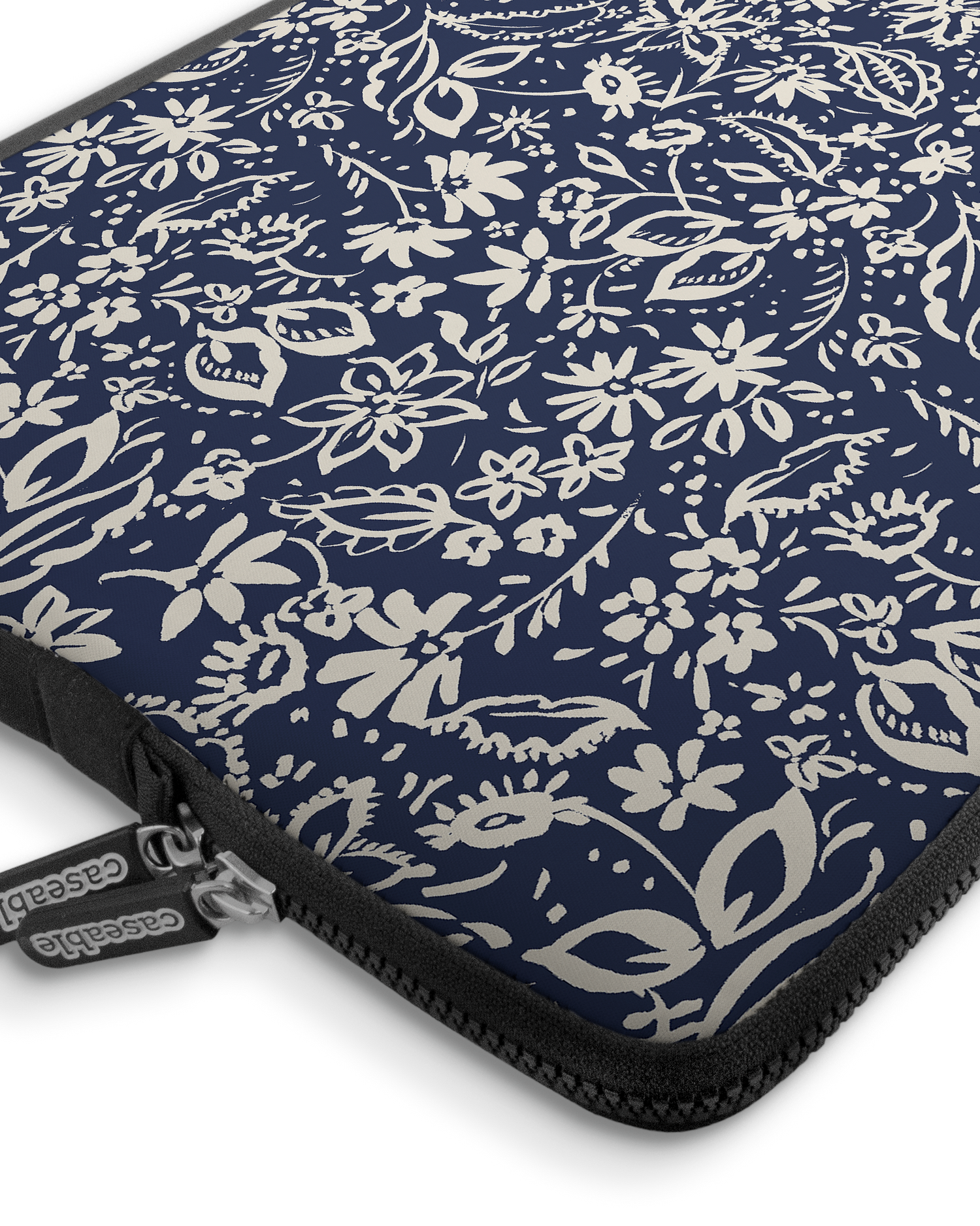 Ditsy Blue Paisley Premium Laptop Bag 17 inch with device inside