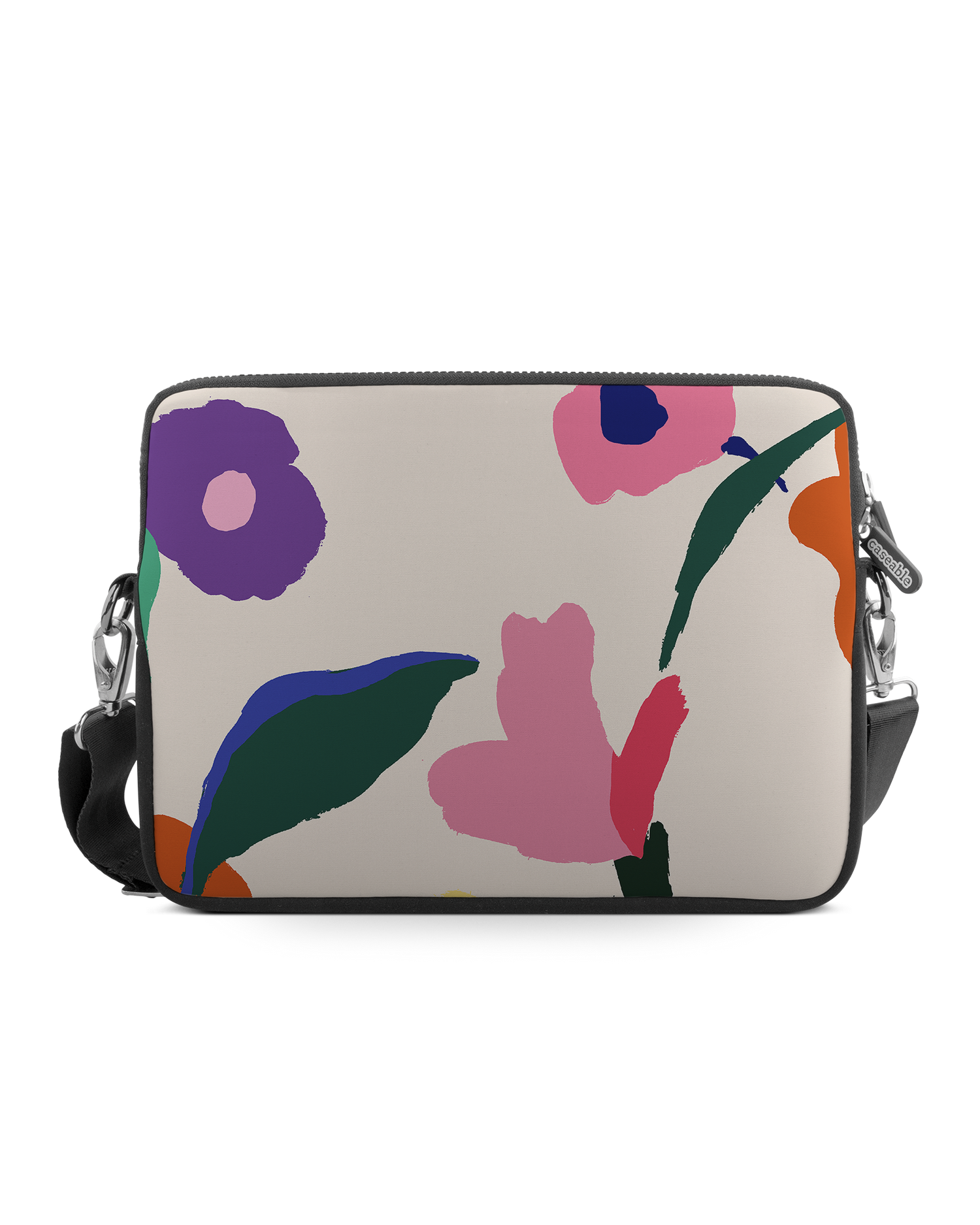 Handpainted Blooms Premium Laptop Bag 17 inch: Front View