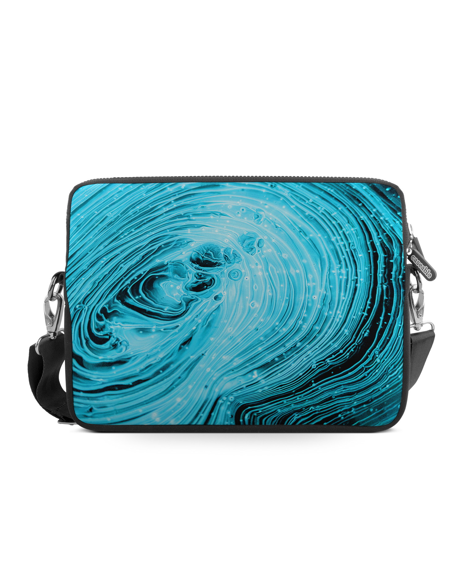 Turquoise Ripples Premium Laptop Bag 17 inch: Front View