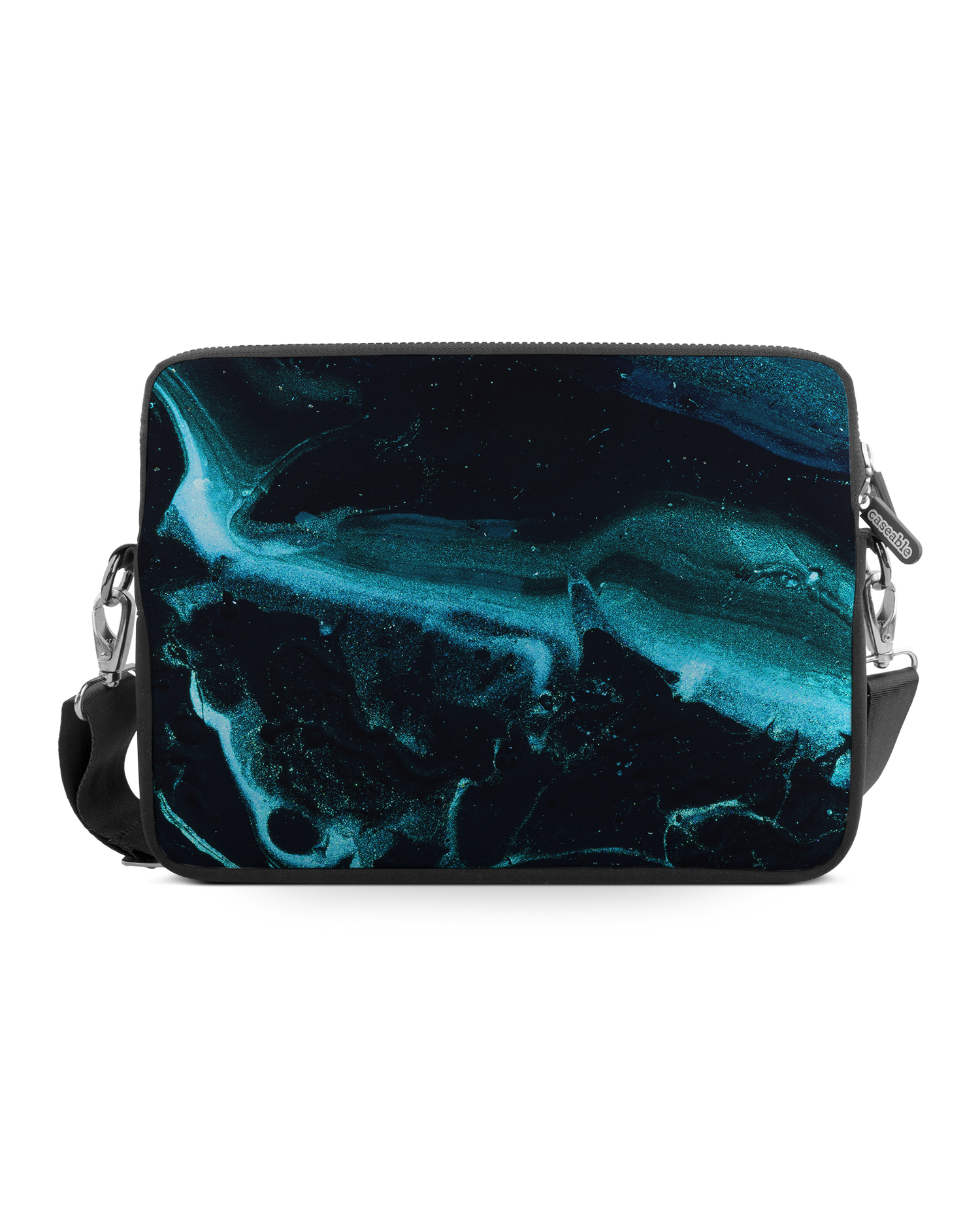 Deep Turquoise Sparkle Premium Laptop Bag 17 inch: Front View