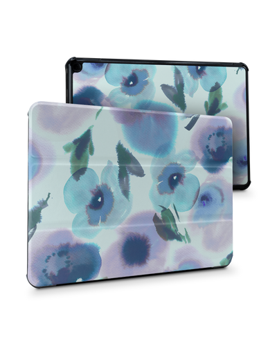 Watercolour Flowers Blue Tablet Smart Case for Amazon Fire HD 10 (2021): Front View