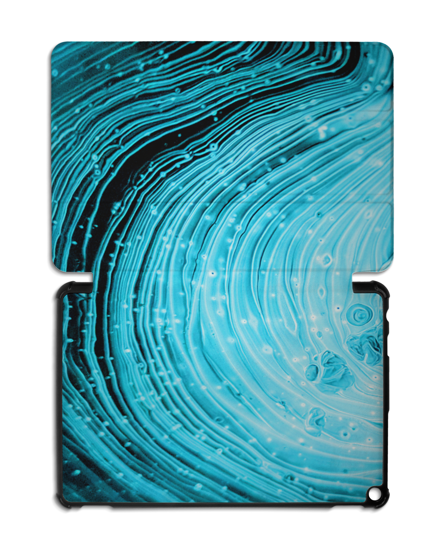 Turquoise Ripples Tablet Smart Case for Amazon Fire HD 10 (2021): Opened