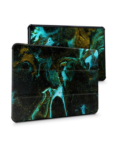 Mint Gold Marble Sparkle Tablet Smart Case for Amazon Fire HD 10 (2021): Front View