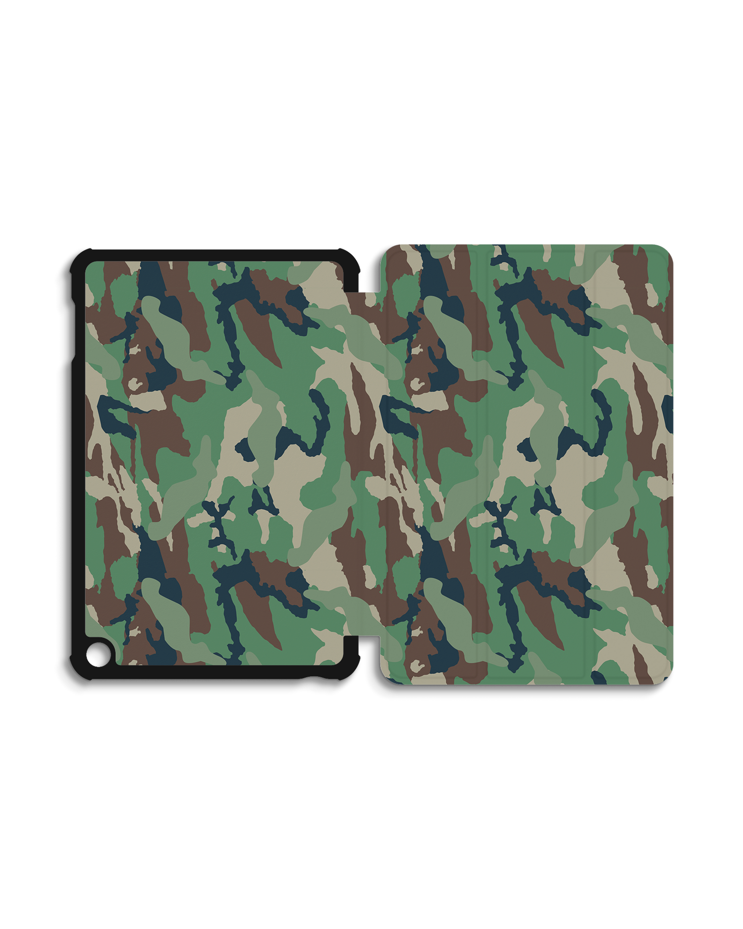 Green and Brown Camo Tablet Smart Case for Amazon Fire 7 (2022): Opened