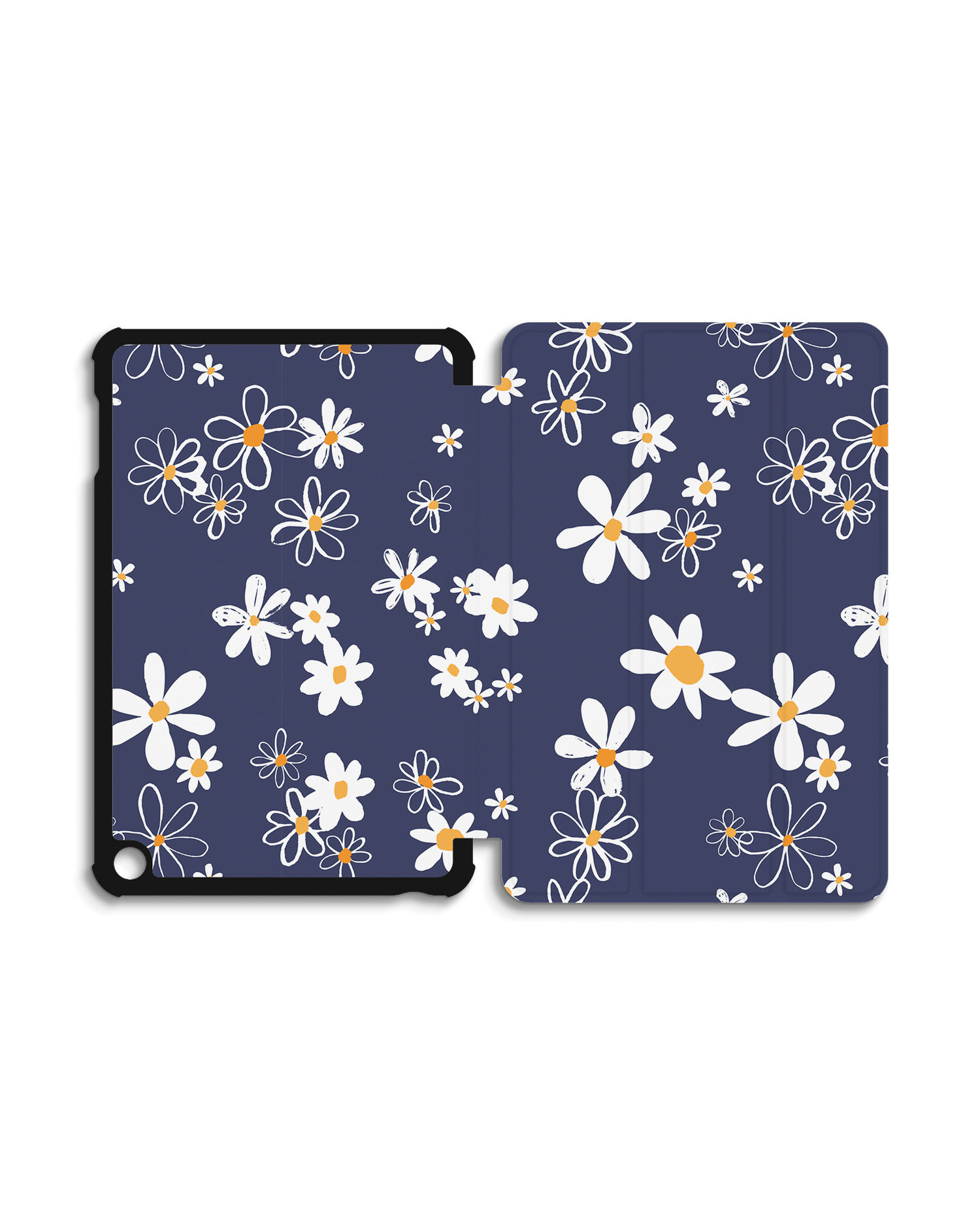 Navy Daisies Tablet Smart Case for Amazon Fire 7 (2022): Opened