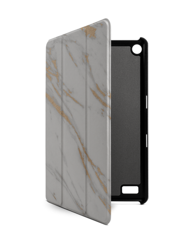 Gold Marble Elegance Tablet Smart Case for Amazon Fire 7: Front View