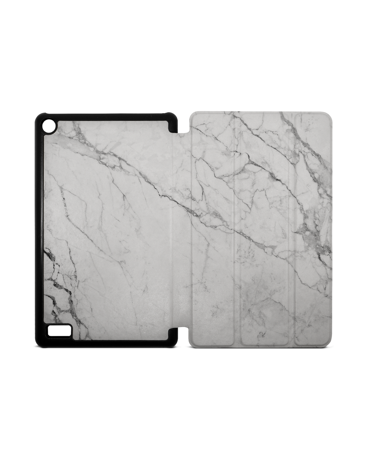 White Marble Tablet Smart Case for Amazon Fire 7: Opened
