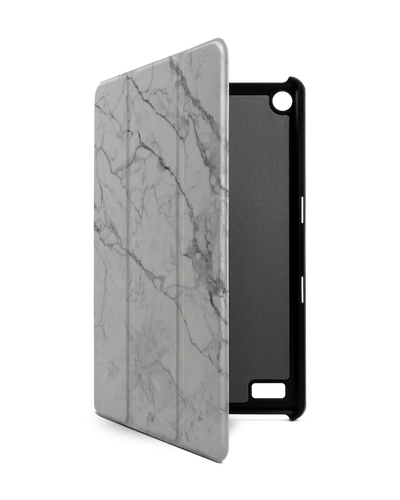 White Marble Tablet Smart Case for Amazon Fire 7: Front View