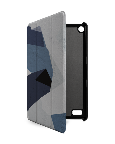 Geometric Camo Blue Tablet Smart Case for Amazon Fire 7: Front View