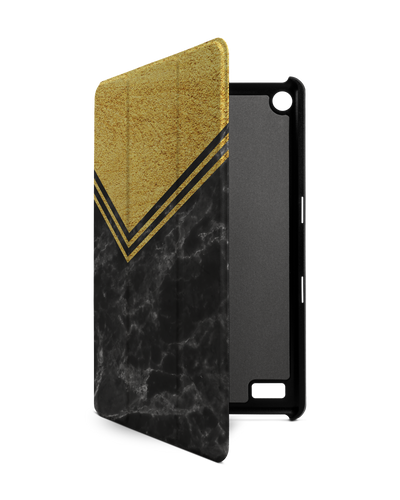 Gold Marble Tablet Smart Case for Amazon Fire 7: Front View