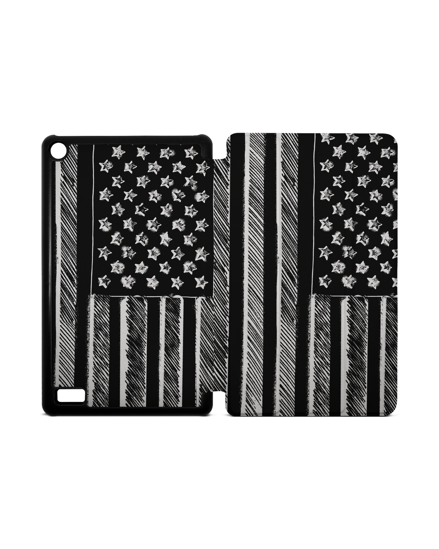 Black and White Tablet Smart Case for Amazon Fire 7: Opened