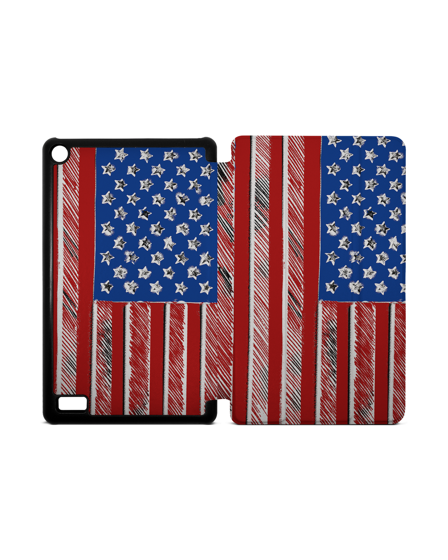 American Flag Color Tablet Smart Case for Amazon Fire 7: Opened