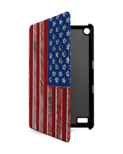 American Flag Color Tablet Smart Case for Amazon Fire 7: Front View