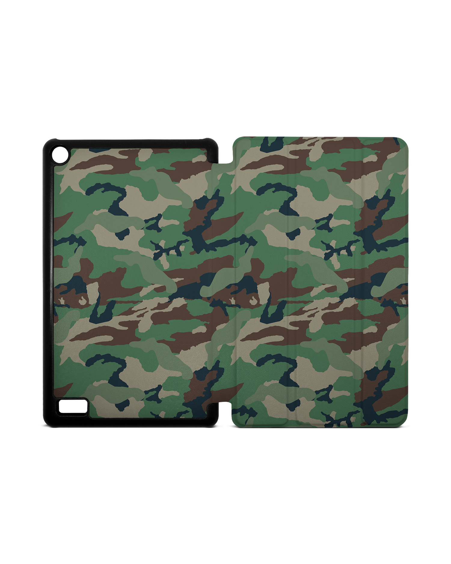 Green and Brown Camo Tablet Smart Case for Amazon Fire 7: Opened
