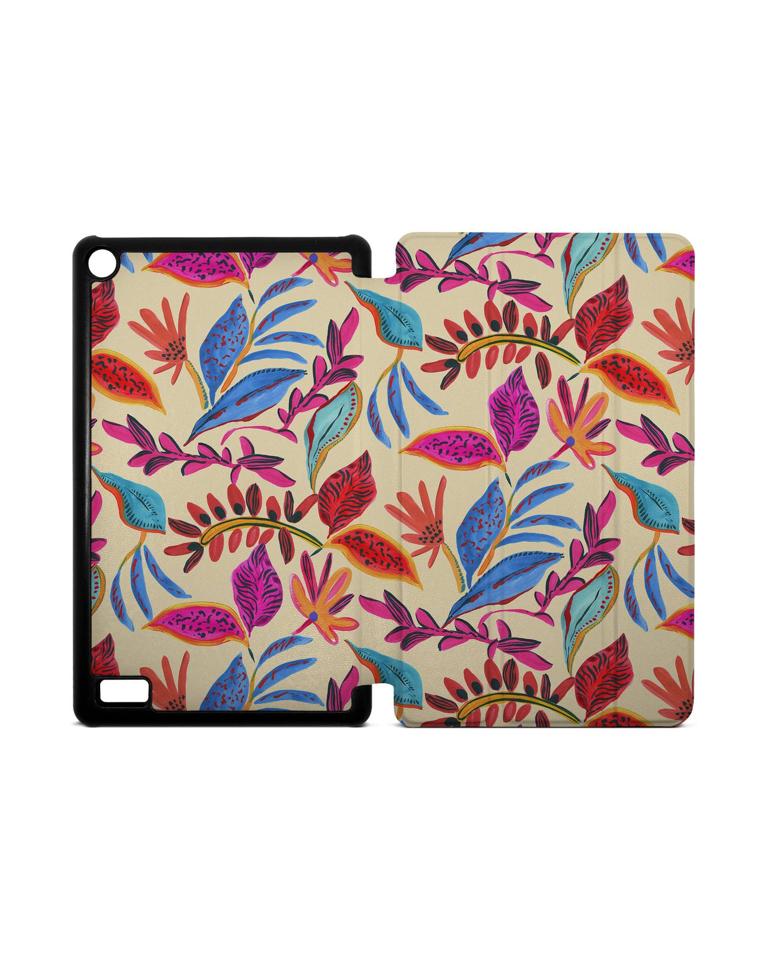 Painterly Spring Leaves Tablet Smart Case for Amazon Fire 7: Opened