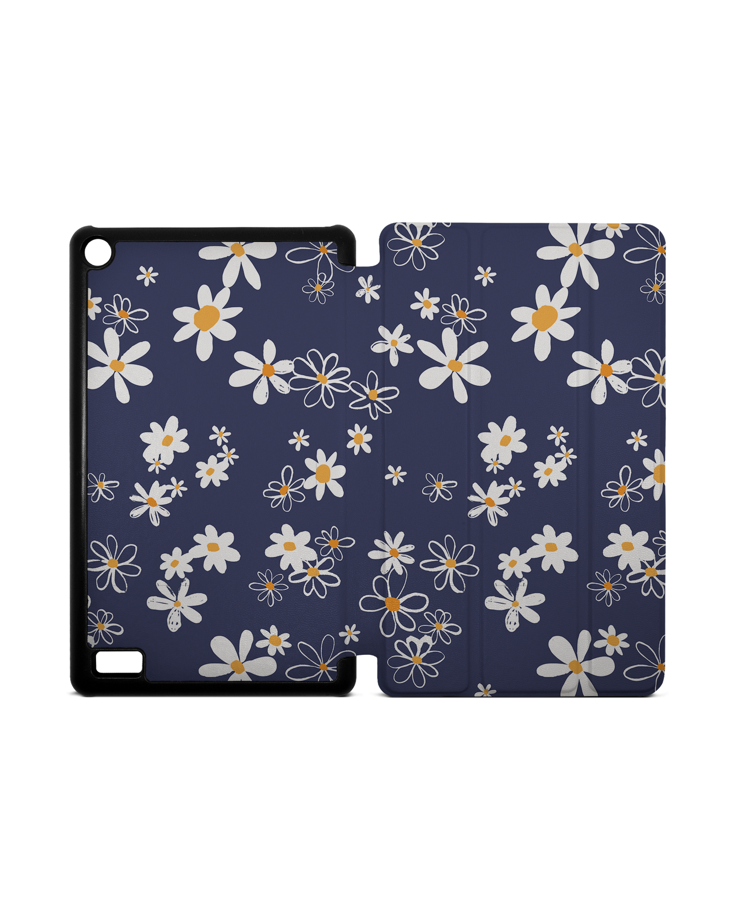Navy Daisies Tablet Smart Case for Amazon Fire 7: Opened