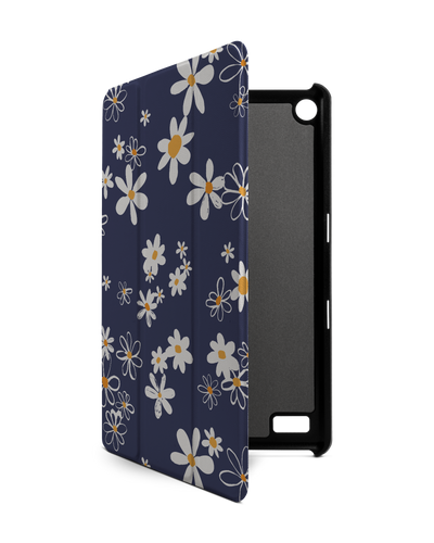 Navy Daisies Tablet Smart Case for Amazon Fire 7: Front View