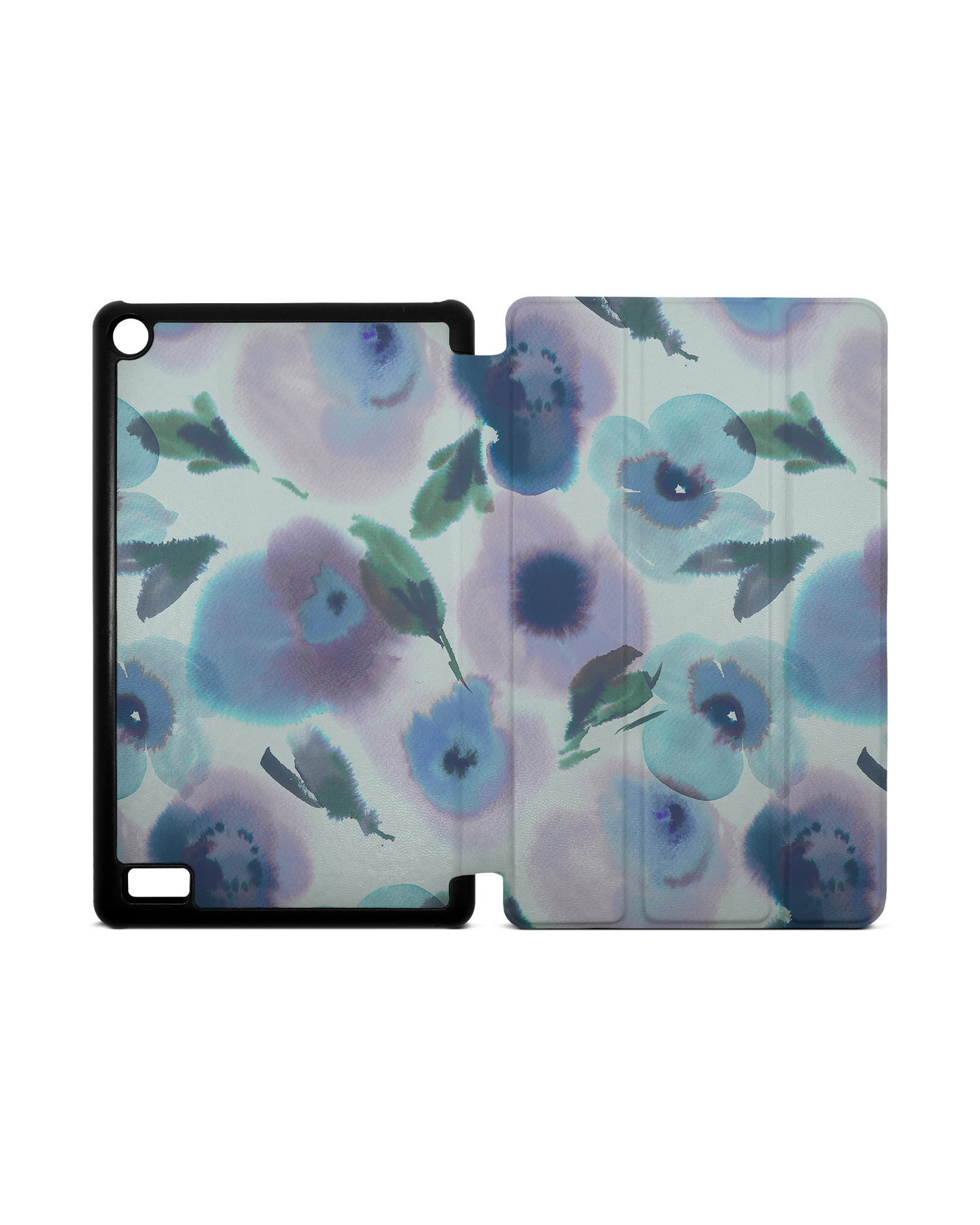 Watercolour Flowers Blue Tablet Smart Case for Amazon Fire 7: Opened