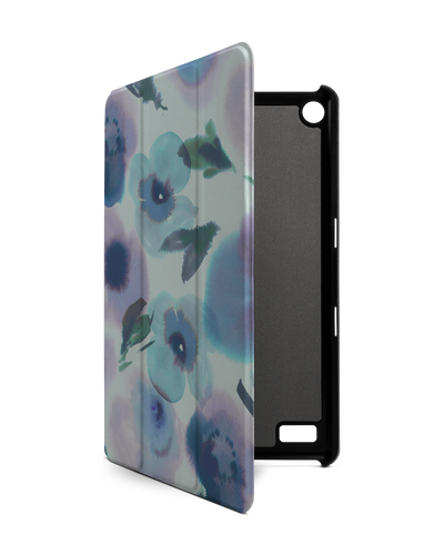 Watercolour Flowers Blue Tablet Smart Case for Amazon Fire 7: Front View