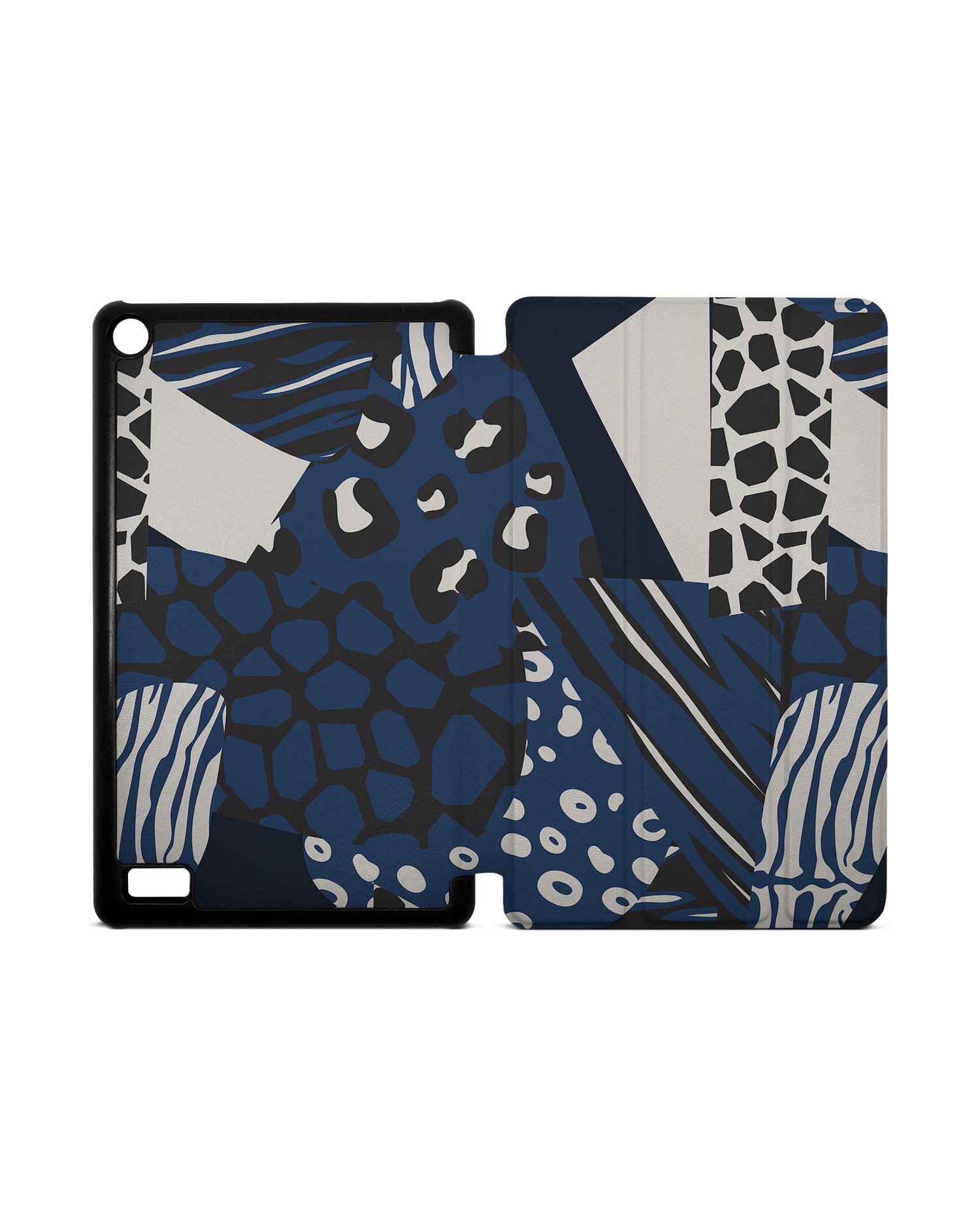 Animal Print Patchwork Tablet Smart Case for Amazon Fire 7: Opened