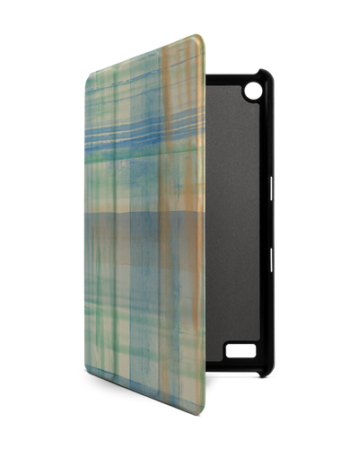 Washed Out Plaid Tablet Smart Case for Amazon Fire 7: Front View