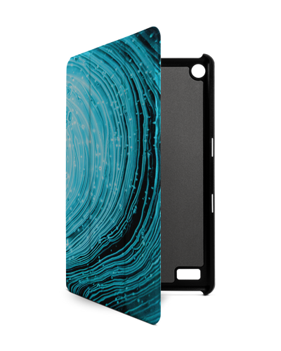 Turquoise Ripples Tablet Smart Case for Amazon Fire 7: Front View