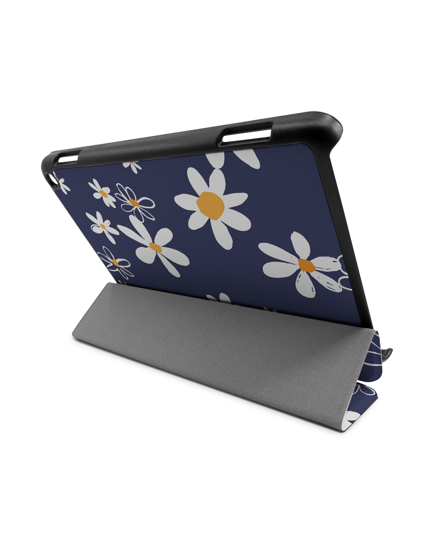 Navy Daisies Tablet Smart Case for Amazon Fire HD 8 (2022), Amazon Fire HD 8 Plus (2022), Amazon Fire HD 8 (2020), Amazon Fire HD 8 Plus (2020): Used as Stand